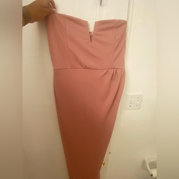 PINK SPLIT FRONT MAXI DRESS in the style - Picture 5 of 6